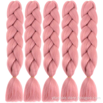 wholesale Jumbo Braiding Hair Synthetic pink Colorful Braids hair Extensions High Fiber Twist Braiding Hair for woman 24Inch